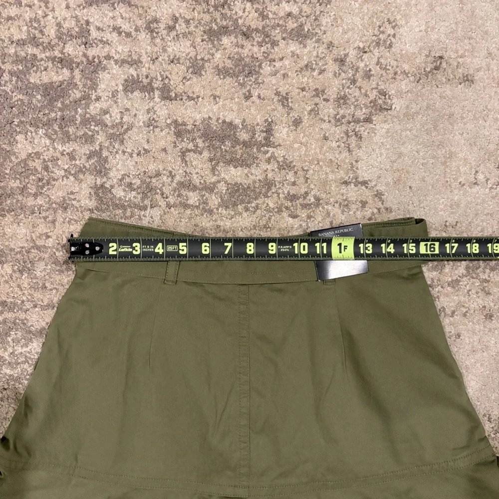 NWT Banana Republic Tie Waist Green Womens Button Up Ruffled Skirt